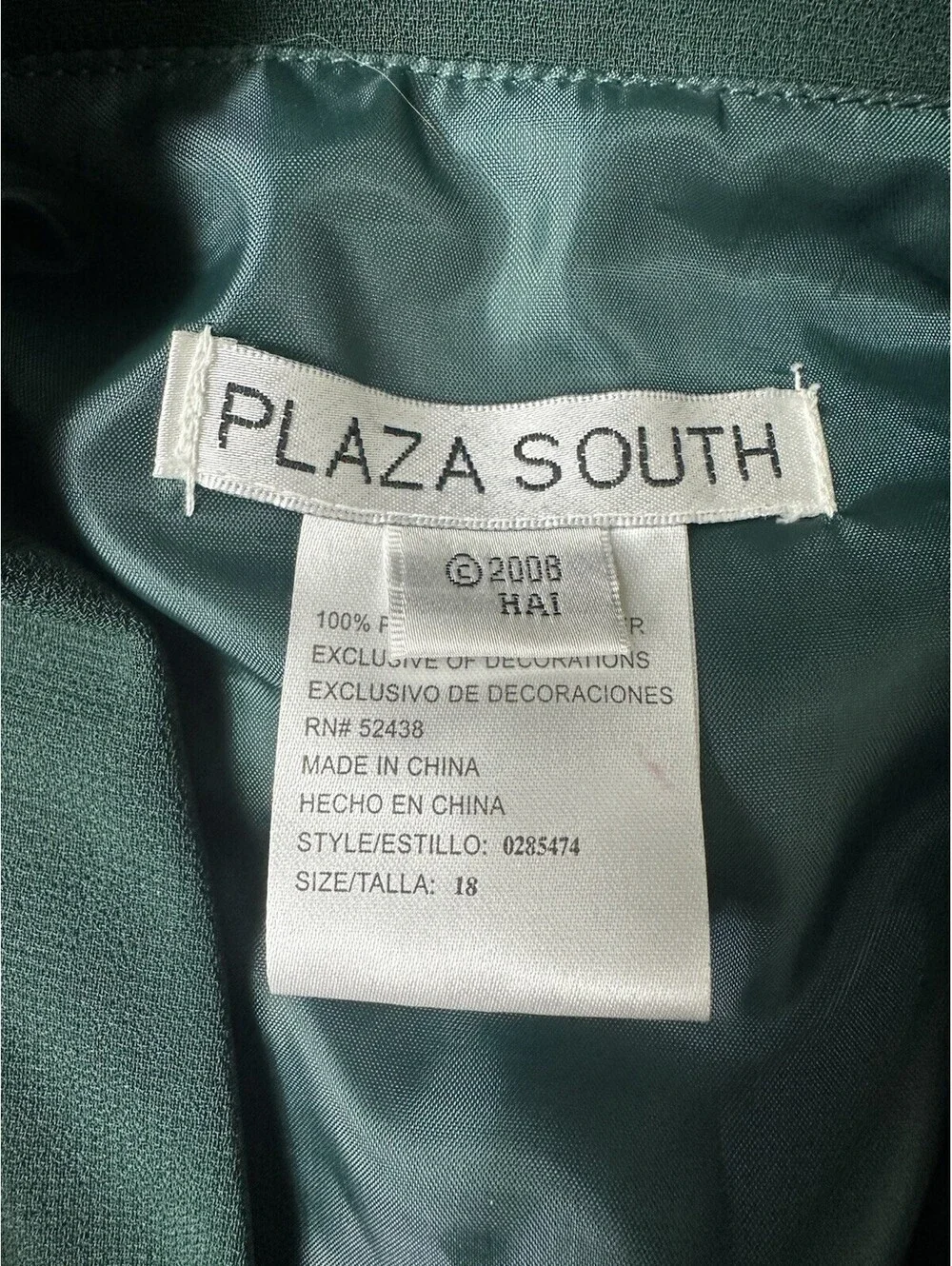 NWT Plaza South Green Blazer Jacket Womens 18 Embroidered Floral Edge 2000s